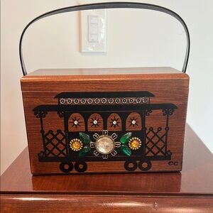 Enid Collins Cable Car Wooden Box Bag